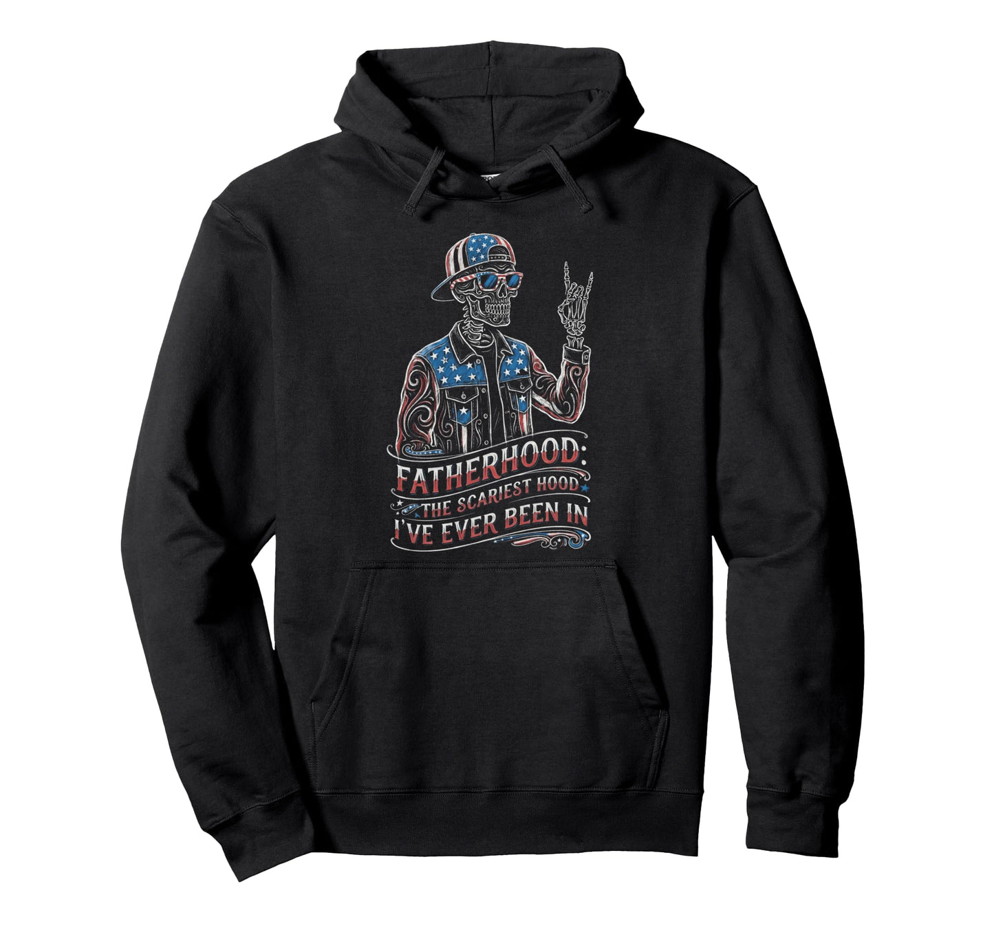 Fatherhood Skeleton Dad Funny Husband Hoodie - Custom Art Print for Adults - T-Shirt, Sweatshirt, Hoodie