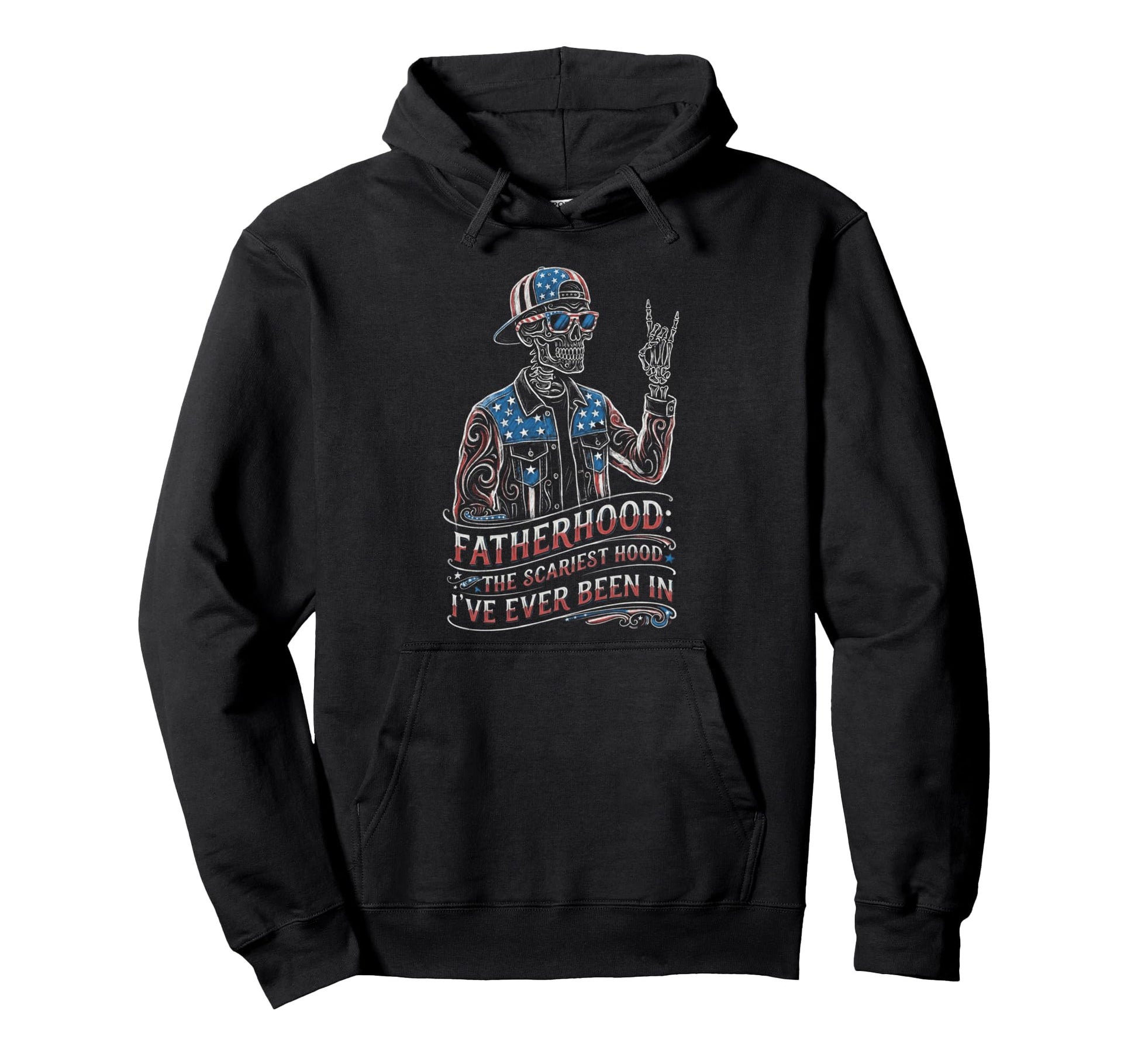 Fatherhood Skeleton Dad Funny Husband Hoodie - Custom Art Print for Adults - T-Shirt, Sweatshirt, Hoodie
