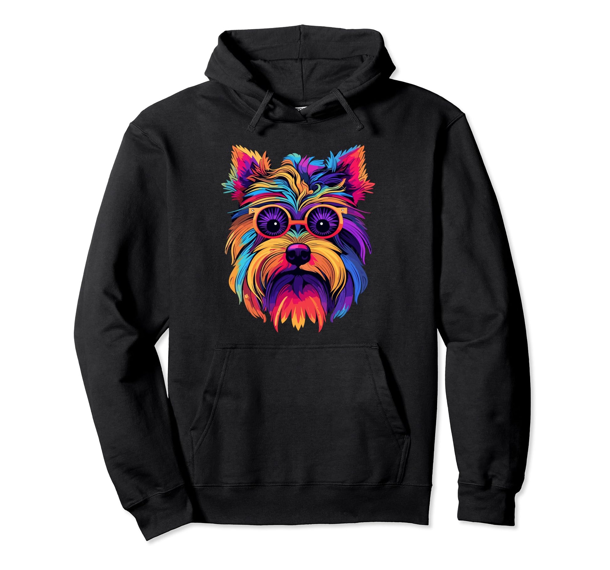 Yorkshire Terrier Hippie Yorkie Dog Hoodie - Fun Novelty Design for Adults - T-Shirt, Sweatshirt, Hoodie