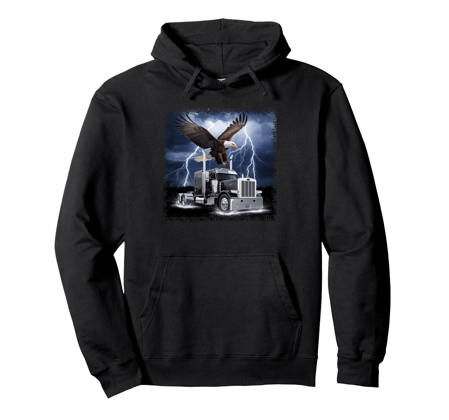 American Flag Trucker Dad Big Rig Hoodie - Aesthetic Graphic Men Women - T-Shirt, Sweatshirt, Hoodie