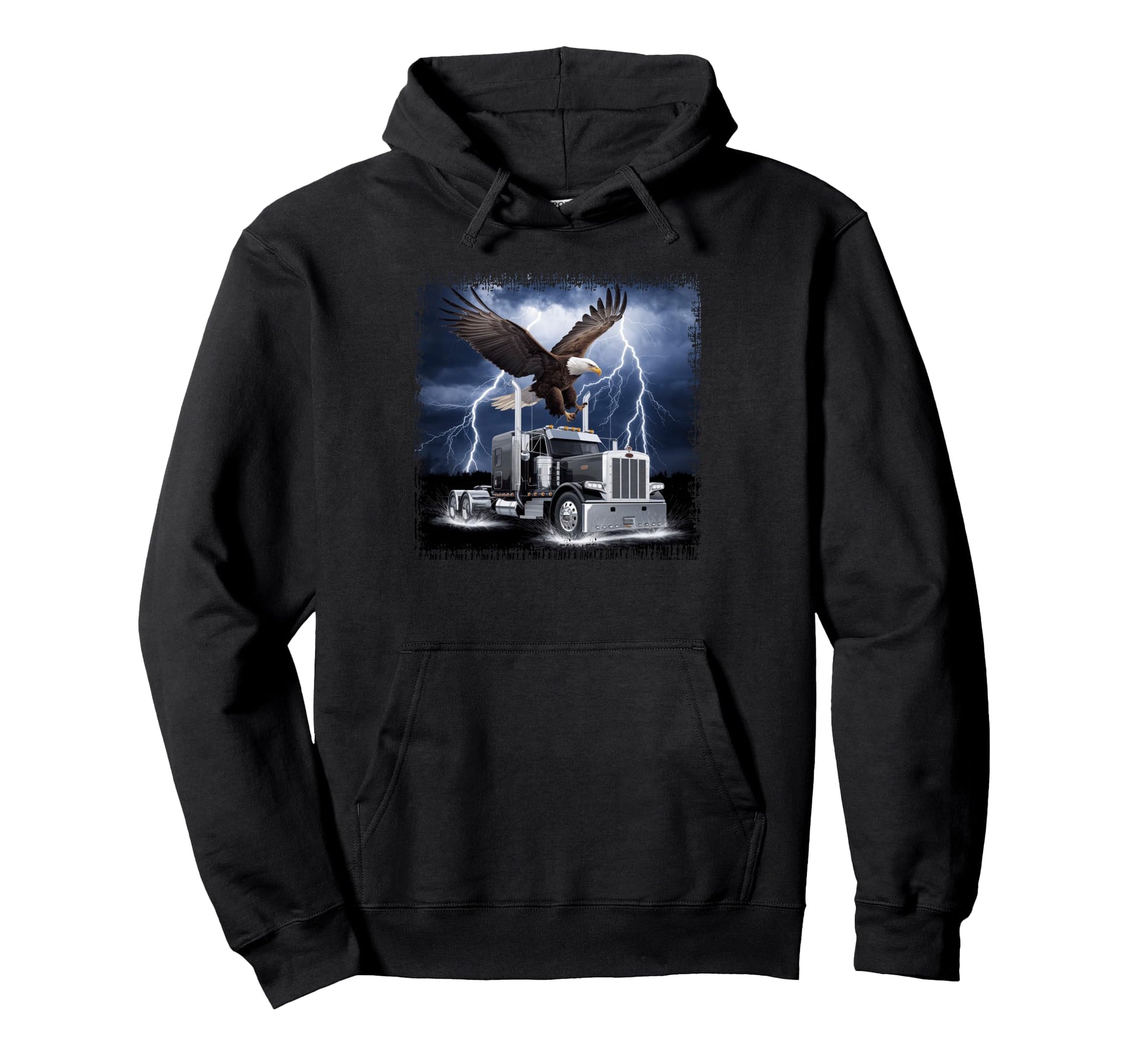 American Flag Trucker Dad Big Rig Hoodie - Aesthetic Graphic Men Women - T-Shirt, Sweatshirt, Hoodie