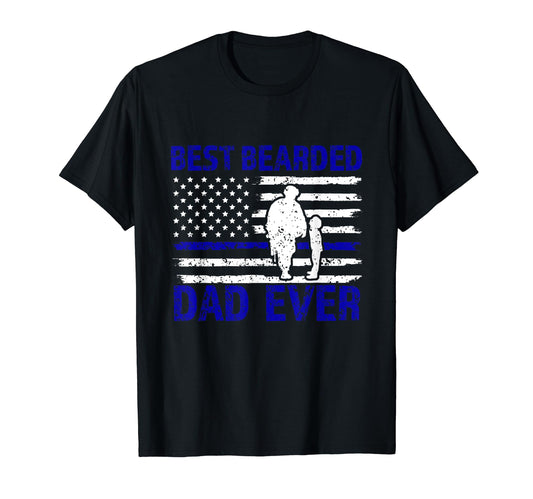 Best Bearded Dad Ever Cop T-Shirt - Custom Art Print Men Women - T-Shirt, Sweatshirt, Hoodie