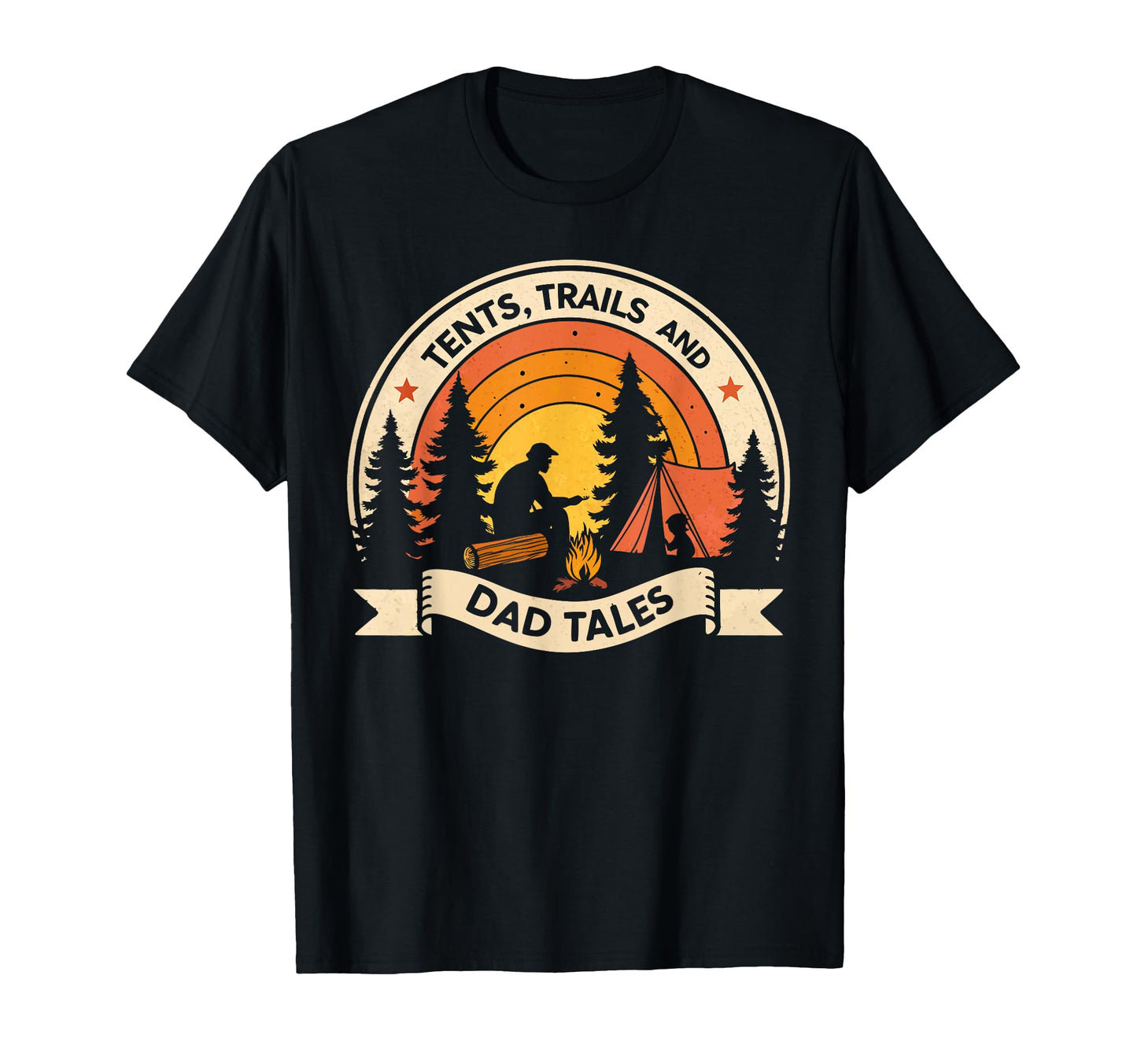 Mountains Campfires And Dad Tales T-Shirt - Minimalist Print Unisex - T-Shirt, Sweatshirt, Hoodie
