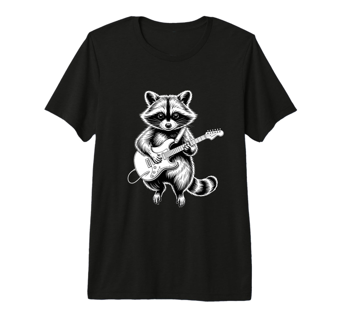 Funny Raccoon Playing Electric T-Shirt - Minimalist Print for Adults - T-Shirt, Sweatshirt, Hoodie