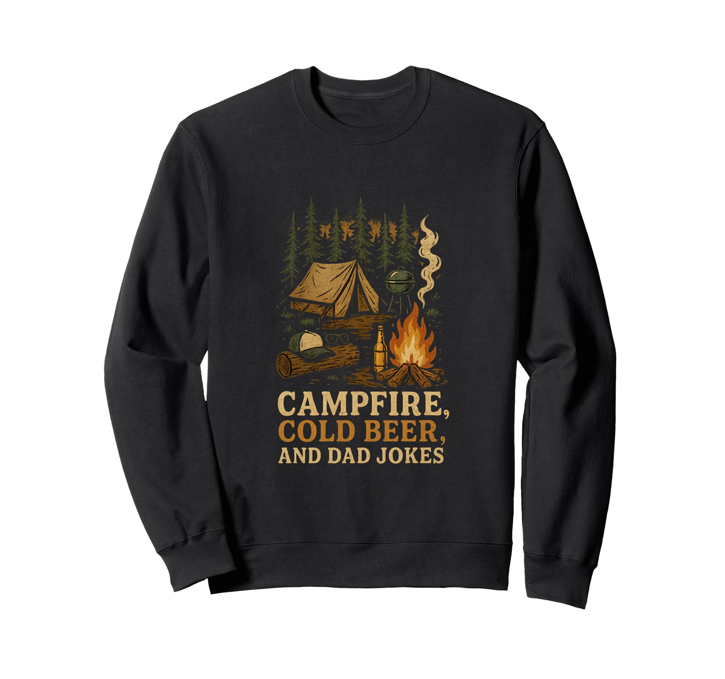 Campfire Vibes Dad Fathersday Beer Hoodie - Aesthetic Graphic for Adults - T-Shirt, Sweatshirt, Hoodie