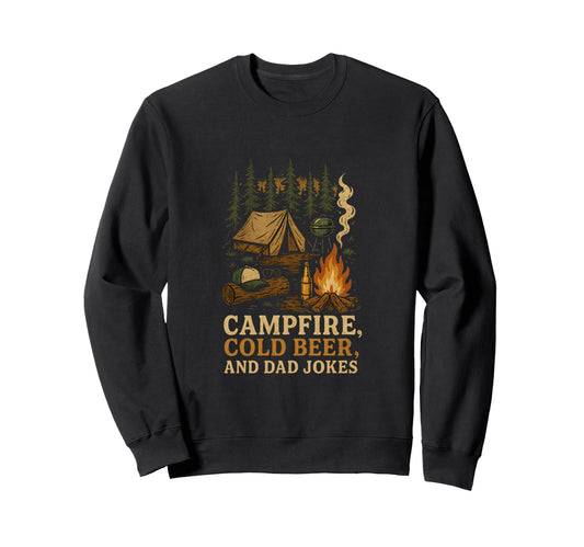 Campfire Vibes Dad Fathersday Beer Hoodie - Aesthetic Graphic for Adults - T-Shirt, Sweatshirt, Hoodie