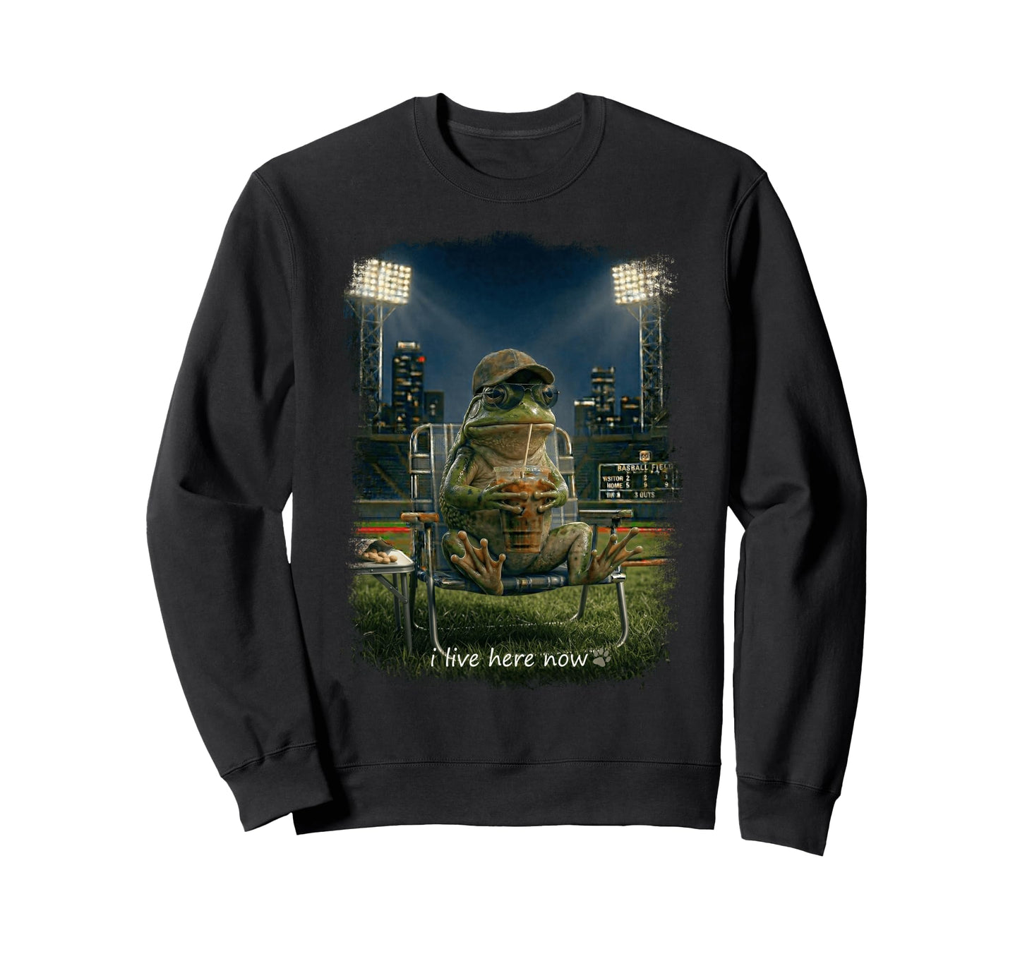 Funny Frog Ballfield Baseball Field Sweatshirt - Fun Novelty Design Unisex - T-Shirt, Sweatshirt, Hoodie