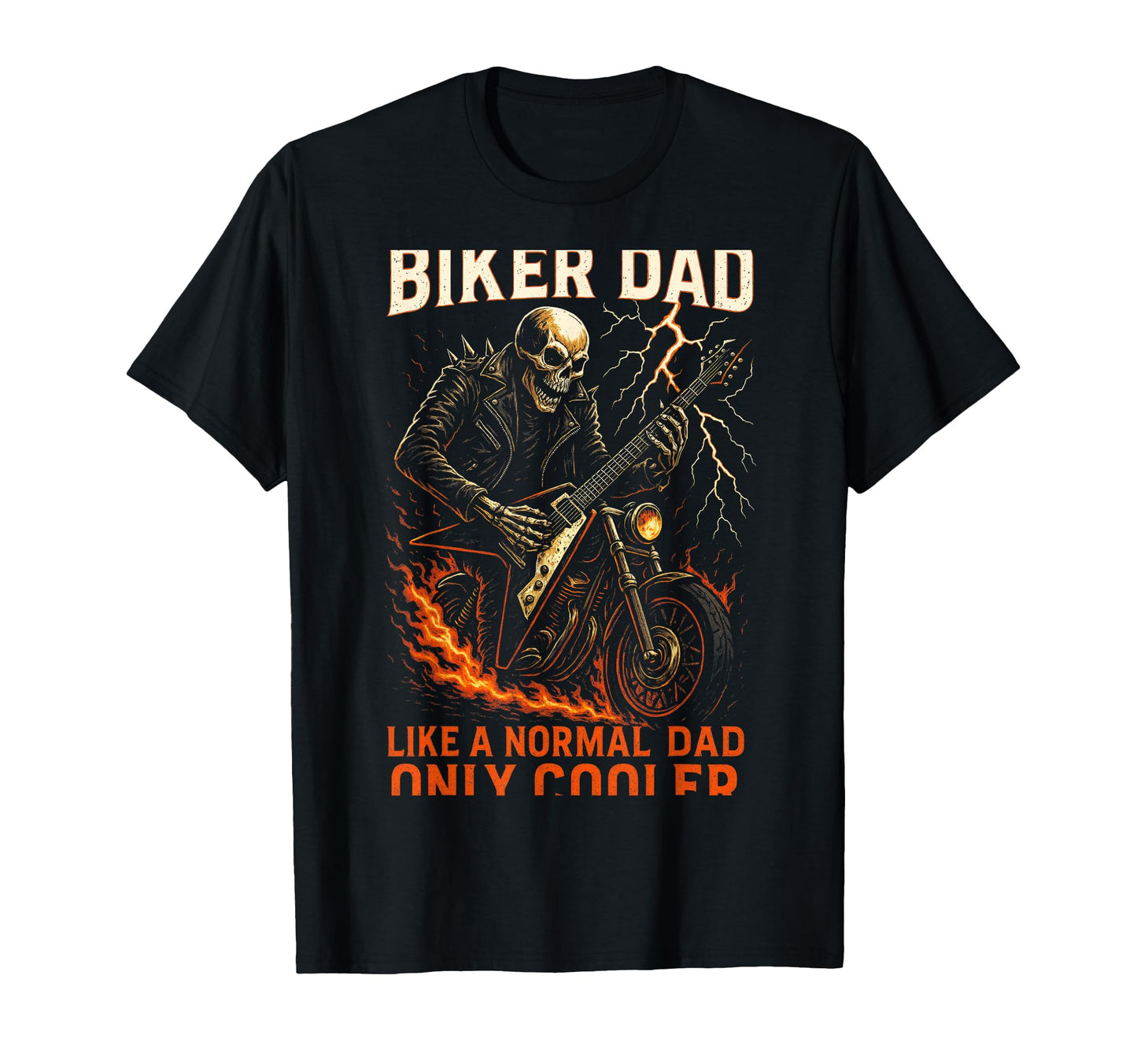 Biker Dad Skull Motorcycle Rocker T-Shirt - Casual Everyday Wear for Adults - T-Shirt, Sweatshirt, Hoodie
