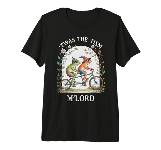 Charm Twas Tism Mlord Bicycle Frog T-Shirt - Novelty Apparel for Adults - T-Shirt, Sweatshirt, Hoodie