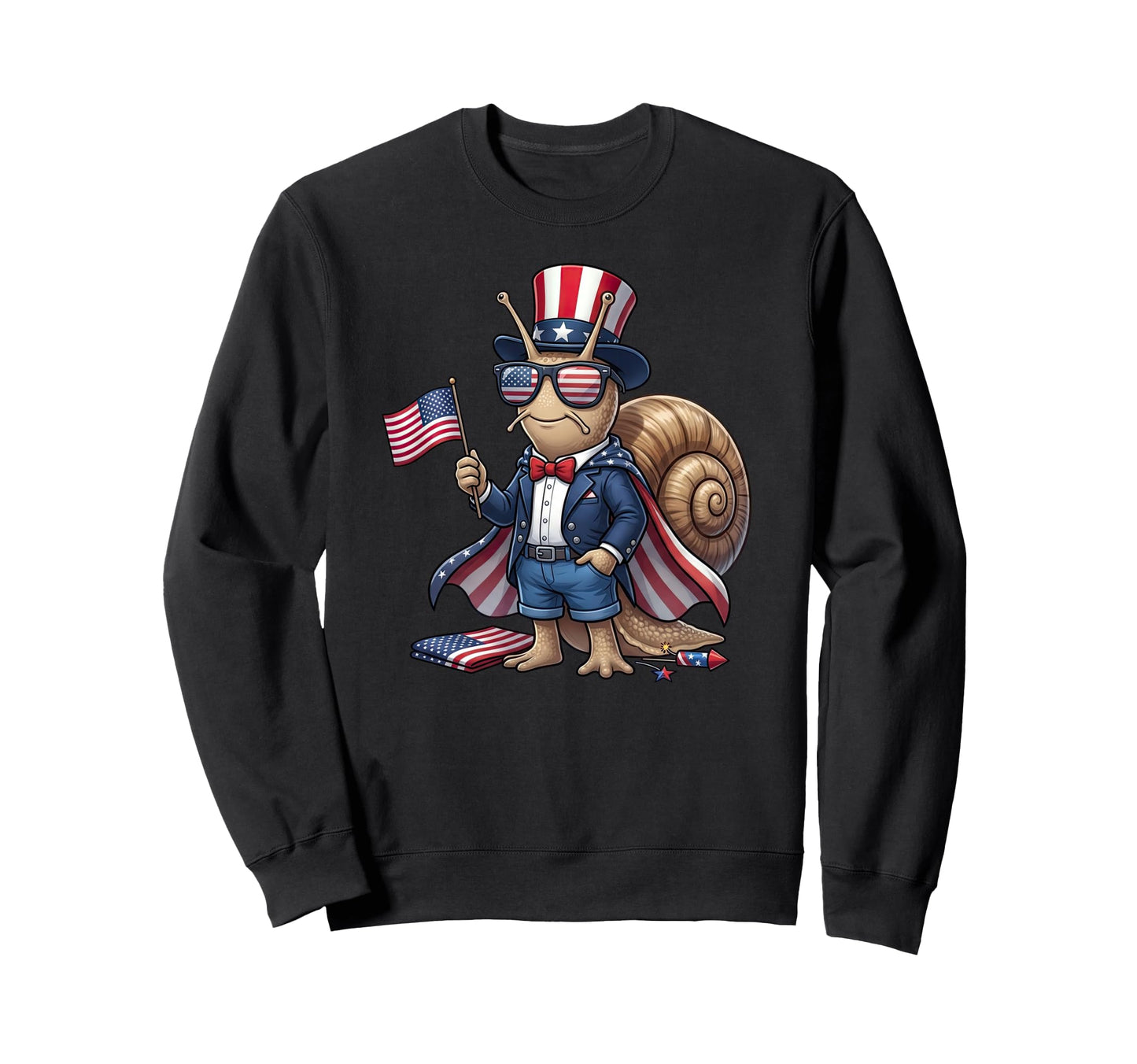 Funny Snail American Usa Flag Sweatshirt - Custom Art Print for Adults - T-Shirt, Sweatshirt, Hoodie