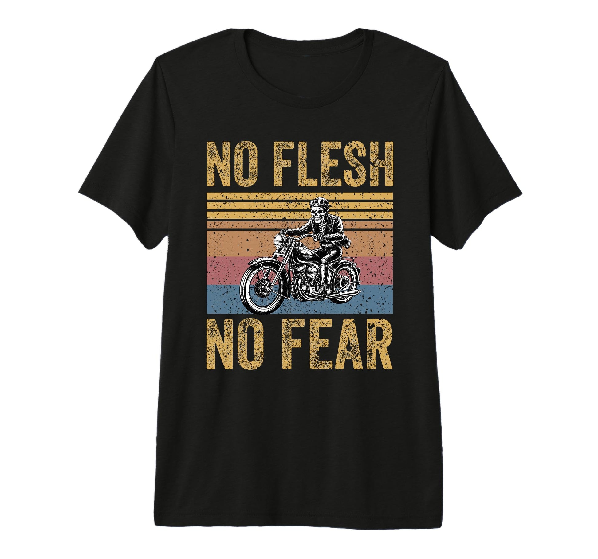 No Flesh No Fear Skeleton Biker T-Shirt - Minimalist Print for Adults - T-Shirt, Sweatshirt, Hoodie