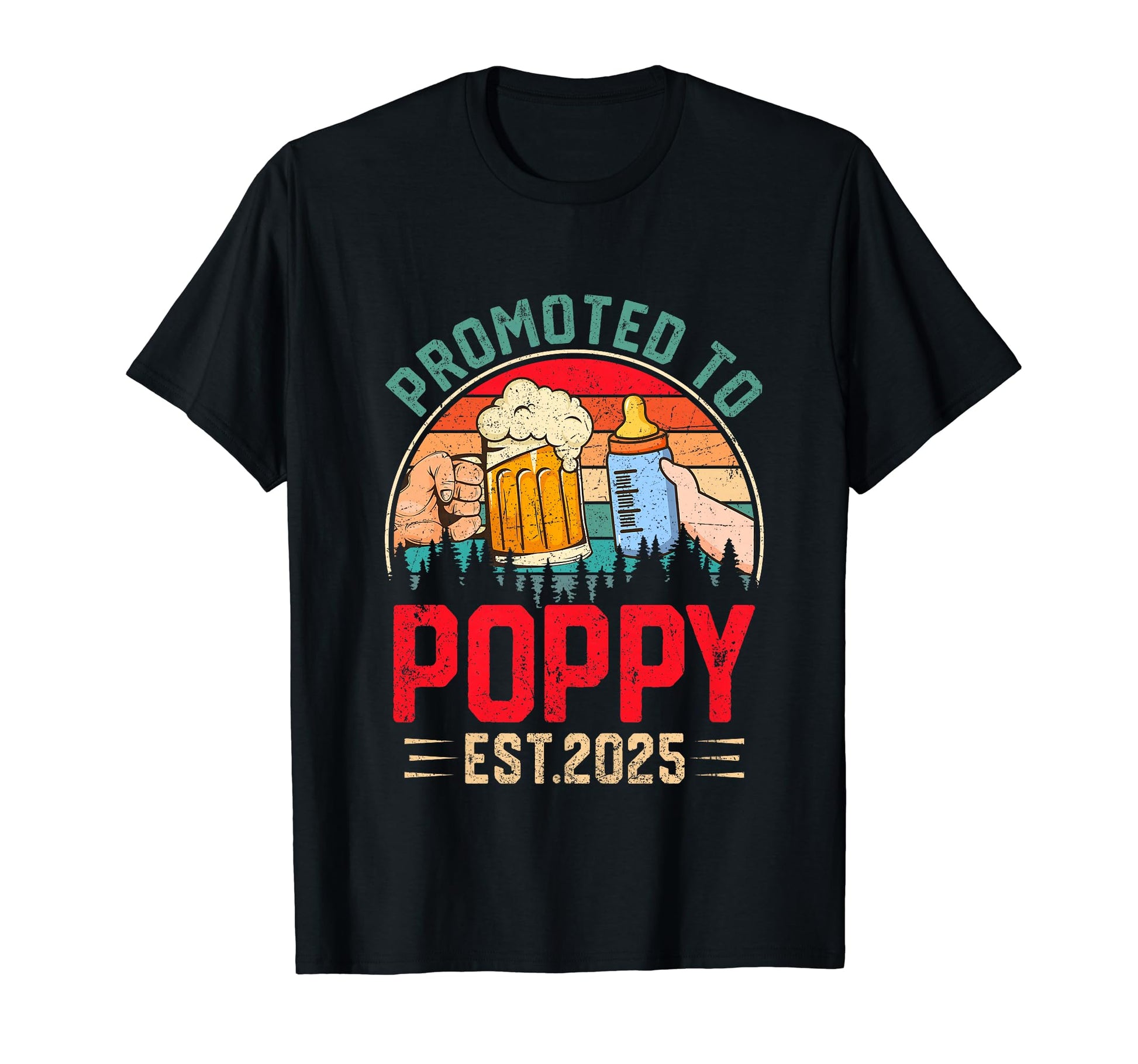 Grandpa To Be Promoted To Poppy T-Shirt - Fun Novelty Design for Adults - T-Shirt, Sweatshirt, Hoodie
