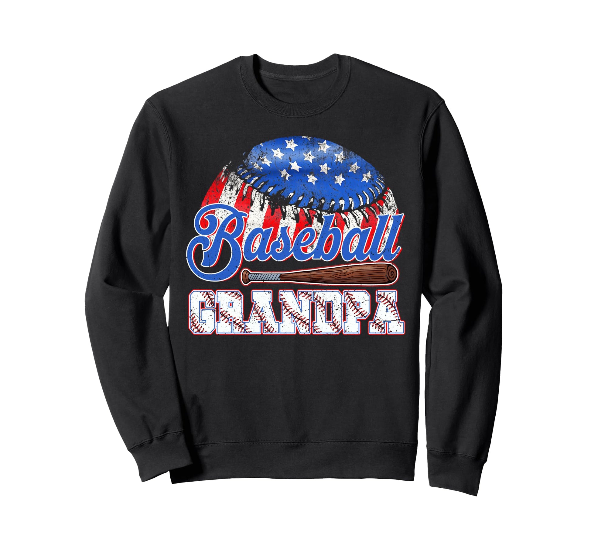 Baseball Grandpa Usa Flag Fathers Sweatshirt - Trendy Graphic for Adults - T-Shirt, Sweatshirt, Hoodie