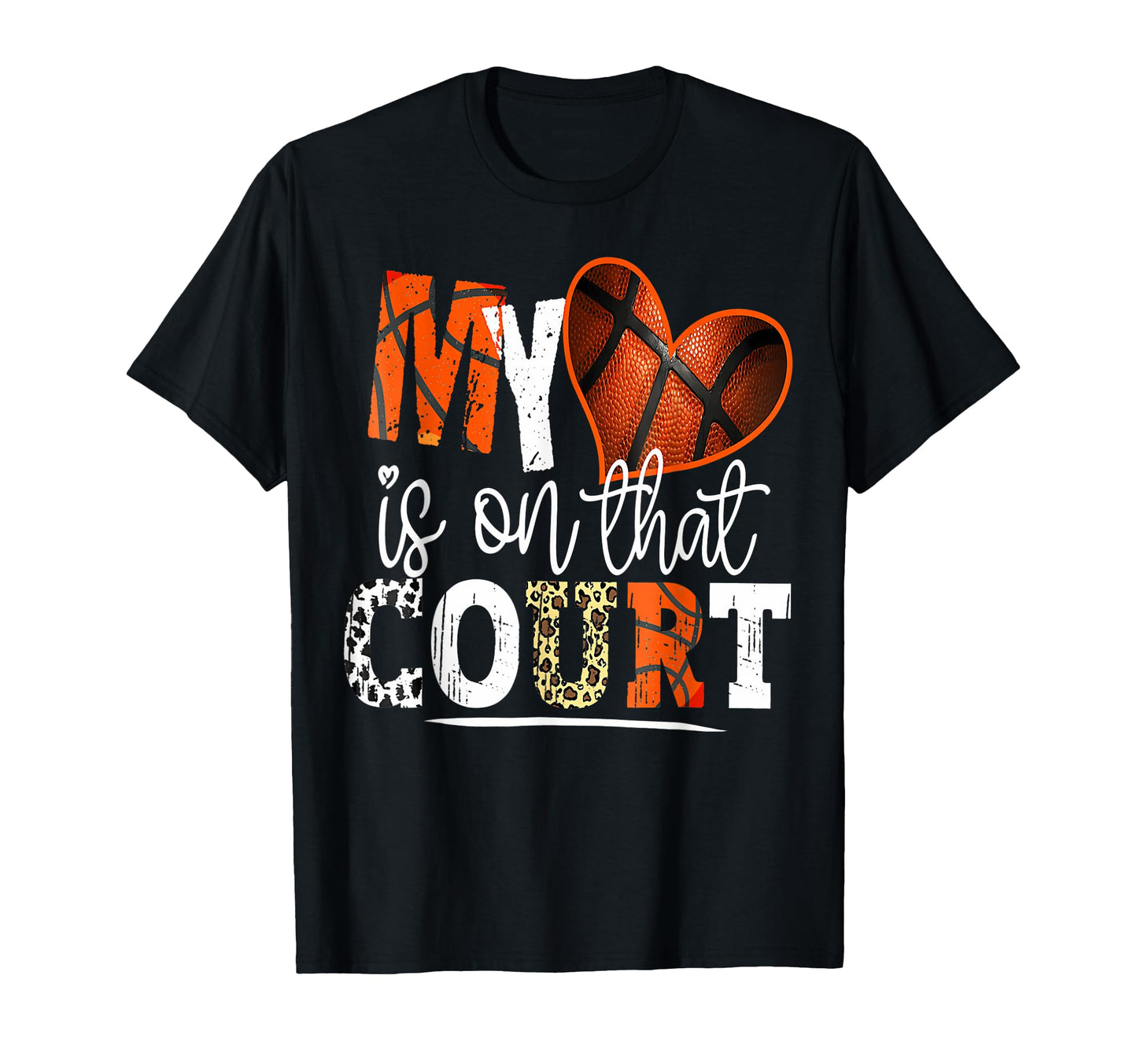 Leopard Basketball Mom My Heart Is That T-Shirt - Aesthetic Graphic Unisex - T-Shirt, Sweatshirt, Hoodie