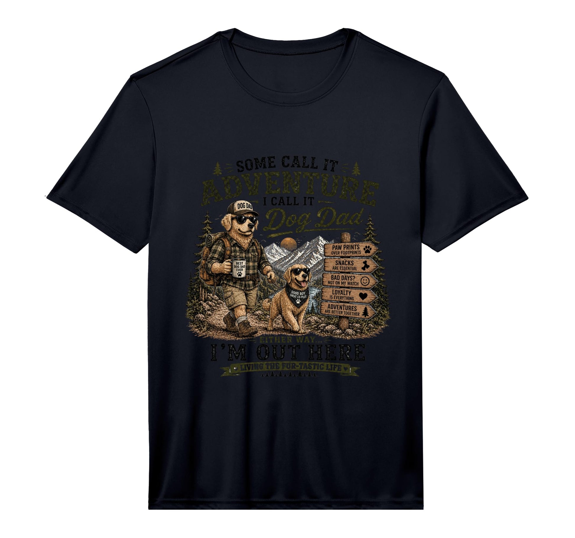 Mens Retriever Dog Dad Hiking Adventure T-Shirt - Trendy Graphic Men Women - T-Shirt, Sweatshirt, Hoodie