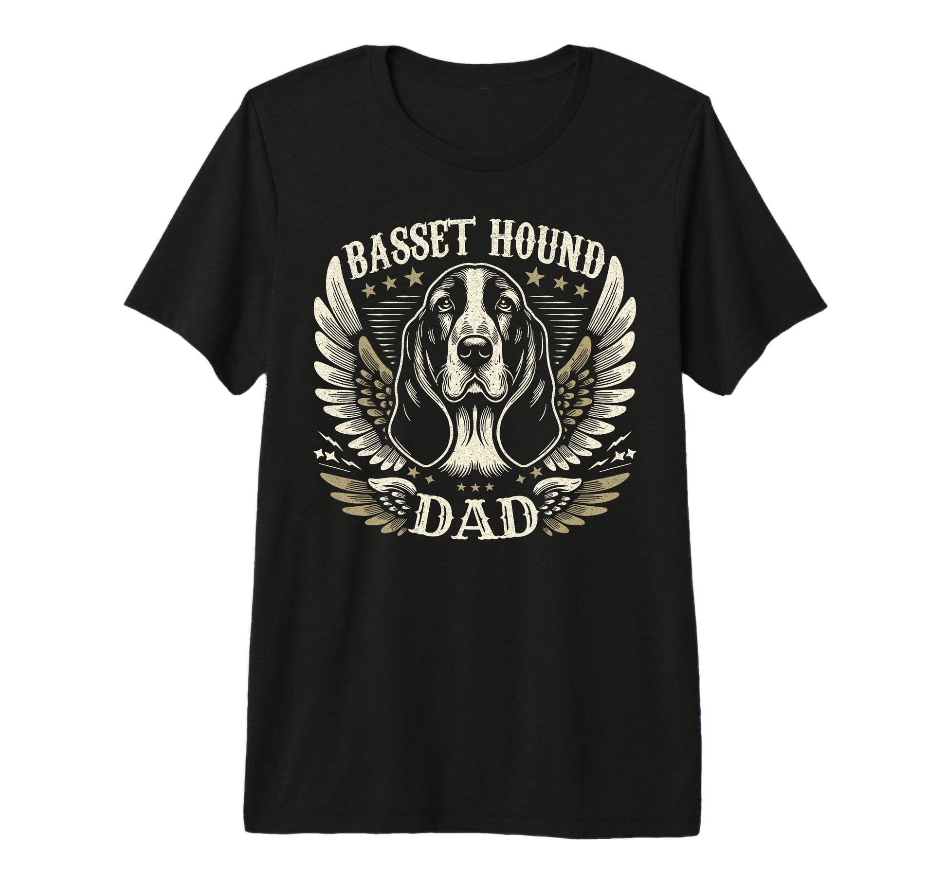 Basset Hound Dad Biker Wings T-Shirt - Custom Art Print for Adults - T-Shirt, Sweatshirt, Hoodie