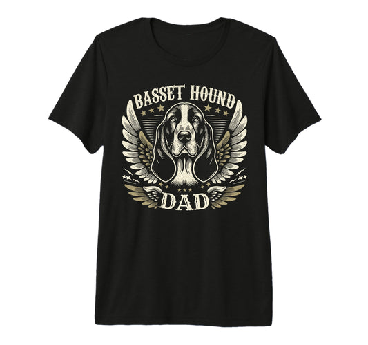 Basset Hound Dad Biker Wings T-Shirt - Custom Art Print for Adults - T-Shirt, Sweatshirt, Hoodie