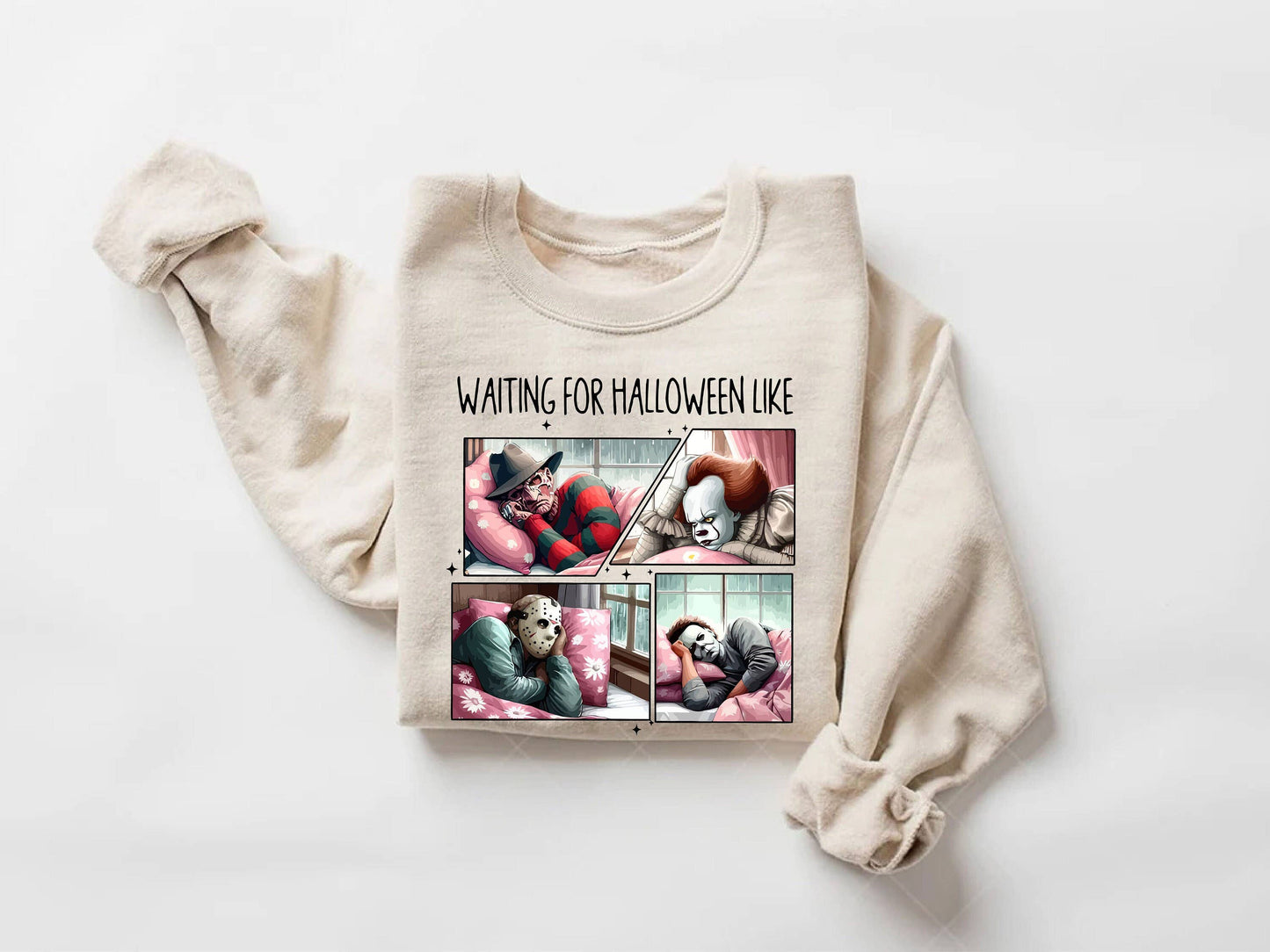 Waiting For Halloween Like Sweatshirt, Horror Movie Vibes Unisex T-shirt, Sweatshirt, Hoodie, Long Sleeve Tee - T-Shirt, Sweatshirt, Hoodie