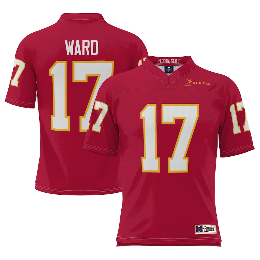 Men's Florida State Seminoles Charlie Ward Red Player Game Jersey sports jersey product view 1