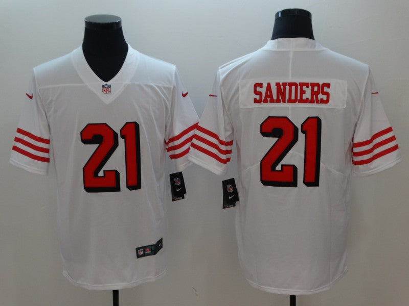 Men's San Francisco 49ers Deion Sanders White Game Player Jersey football jersey product view 1