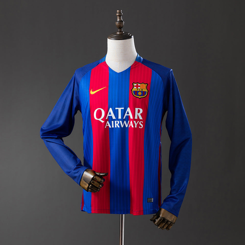 Barcelona 16/17 Home Long Sleeve Retro Jersey sports jersey product view 1