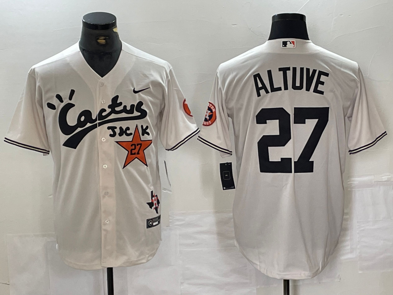 Men's Houston Astros Jose Altuve White Limited Player Jersey baseball jersey product view 1