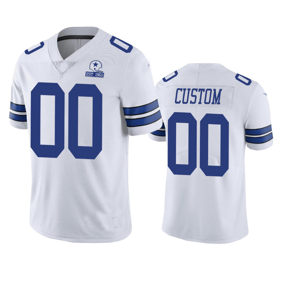 Custom1 Dallas Cowboys White 60th Anniversary Vapor Limited Jersey1 Stitched Jersey1 Football Jerseys football jersey product view 1
