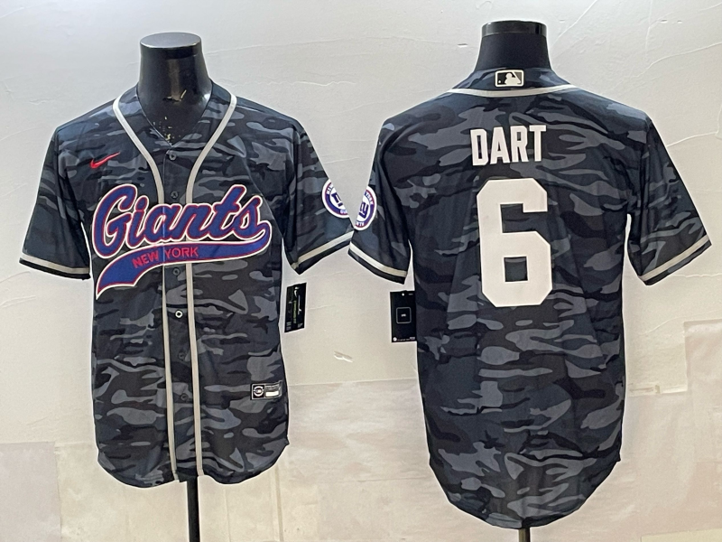Men's New York Giants Jaxson Dart Grey Camouflage Game Jersey football jersey product view 1