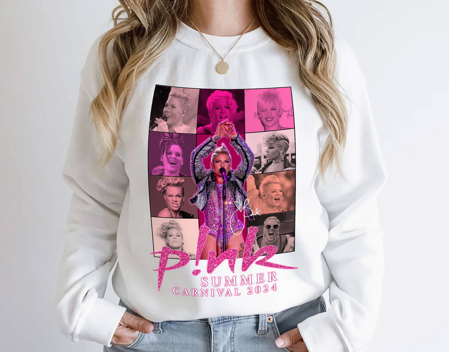 P!Nk Summer Carnival 2024 Performance Collage Sweatshirt Unisex T-shirt, Sweatshirt, Hoodie, Long Sleeve Tee - T-Shirt, Sweatshirt, Hoodie