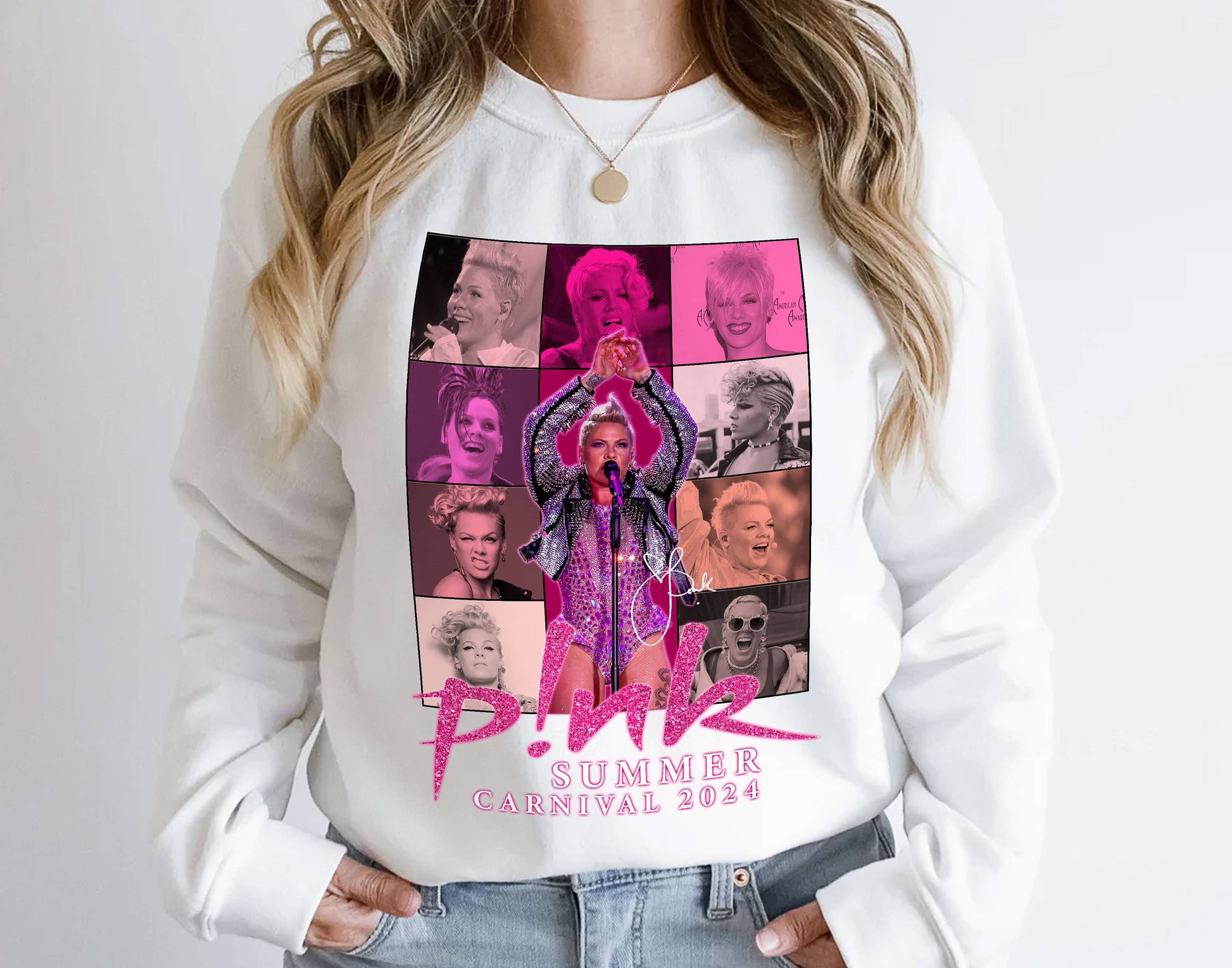 P!Nk Summer Carnival 2024 Performance Collage Sweatshirt Unisex T-shirt, Sweatshirt, Hoodie, Long Sleeve Tee - T-Shirt, Sweatshirt, Hoodie