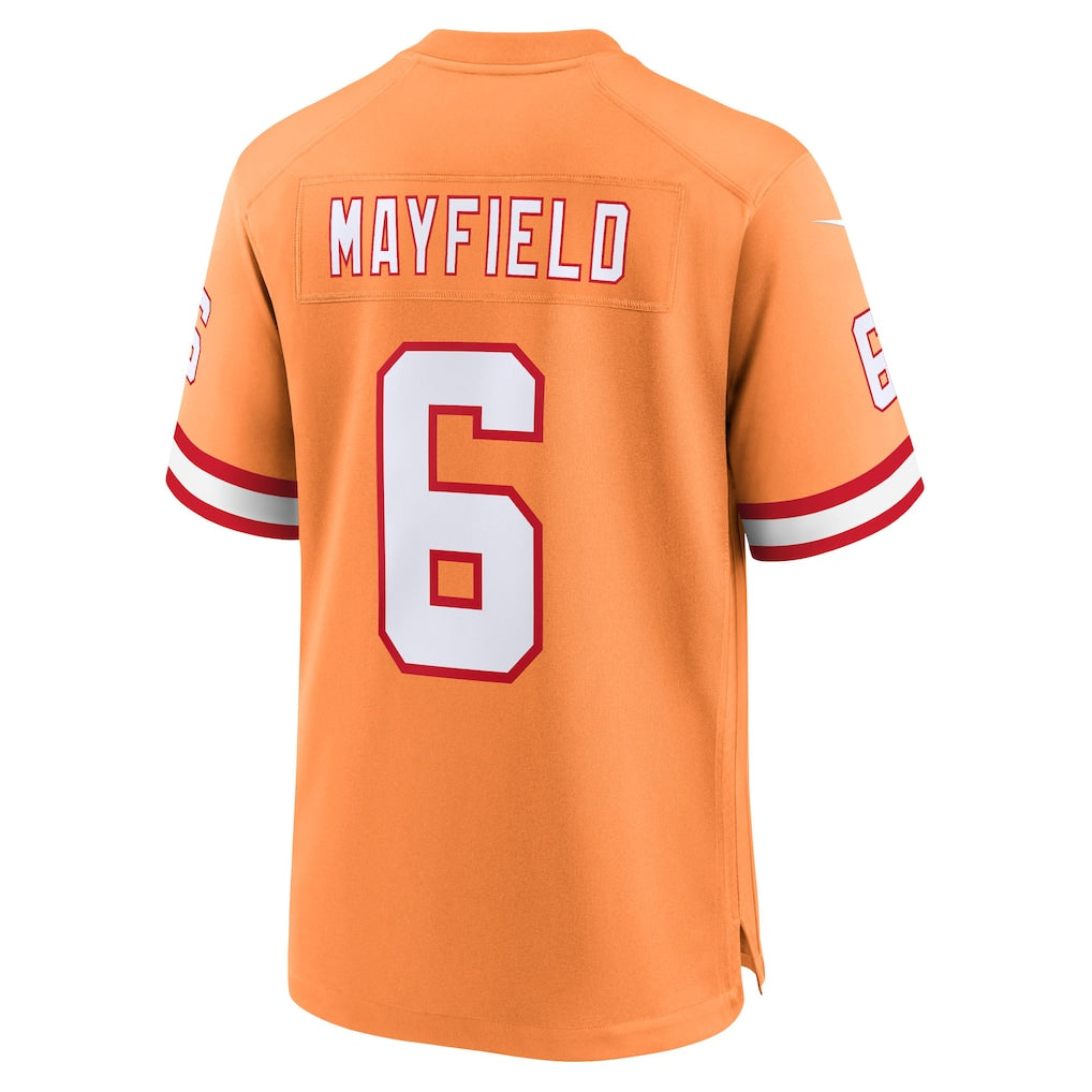 TB.Buccaneers #6 Baker Mayfield Orange Throwback Game Jersey football jersey product view 1