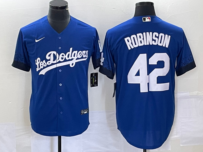 Men's Los Angeles Dodgers Jackie Robinson Royal City Connect Replica Player Jersey baseball jersey product view 1