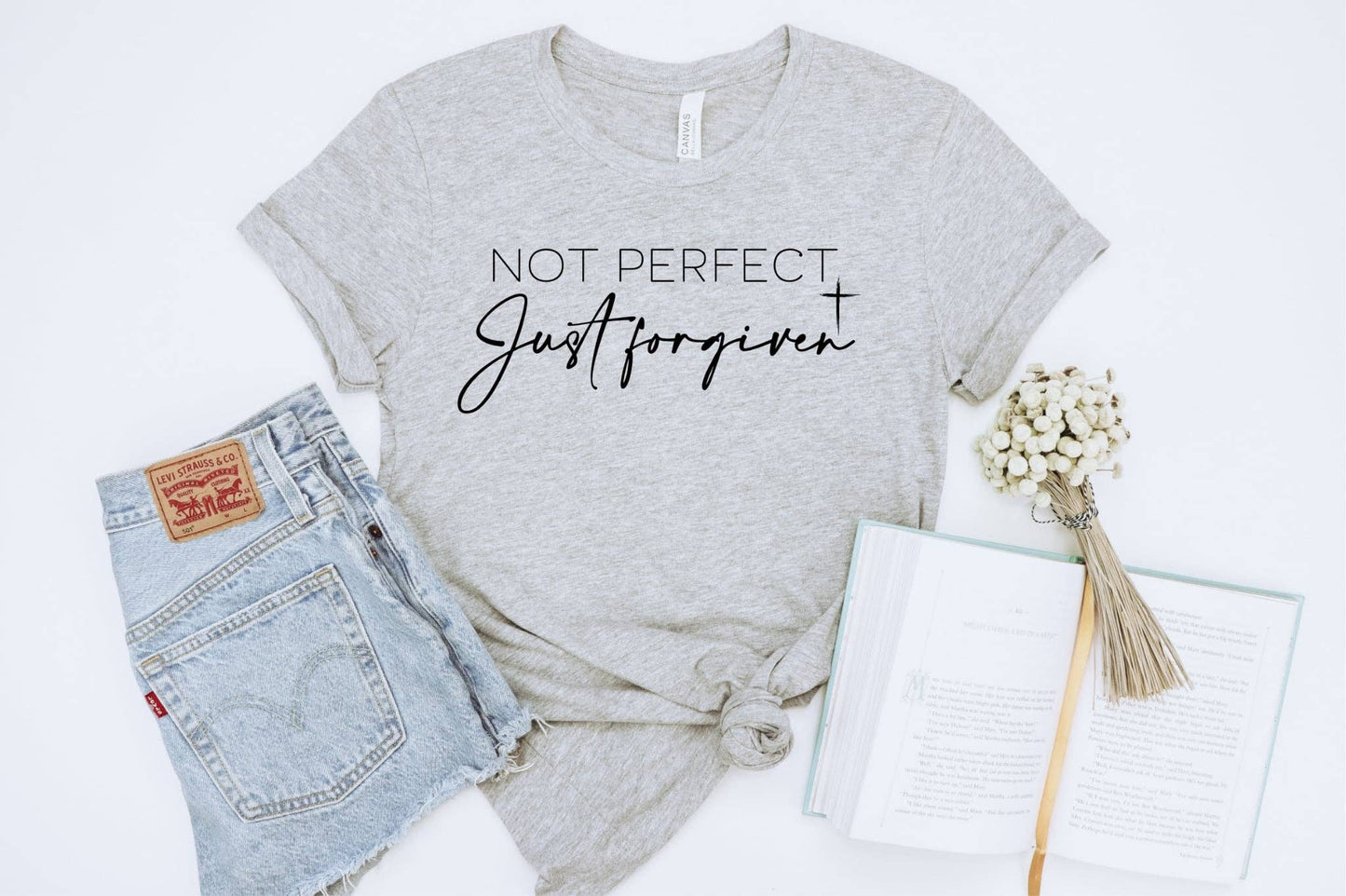 Not Perfect Forgiven Grey Faith Based Graphic T-Shirt Unisex T-shirt, Sweatshirt, Hoodie, Long Sleeve Tee - T-Shirt, Sweatshirt, Hoodie