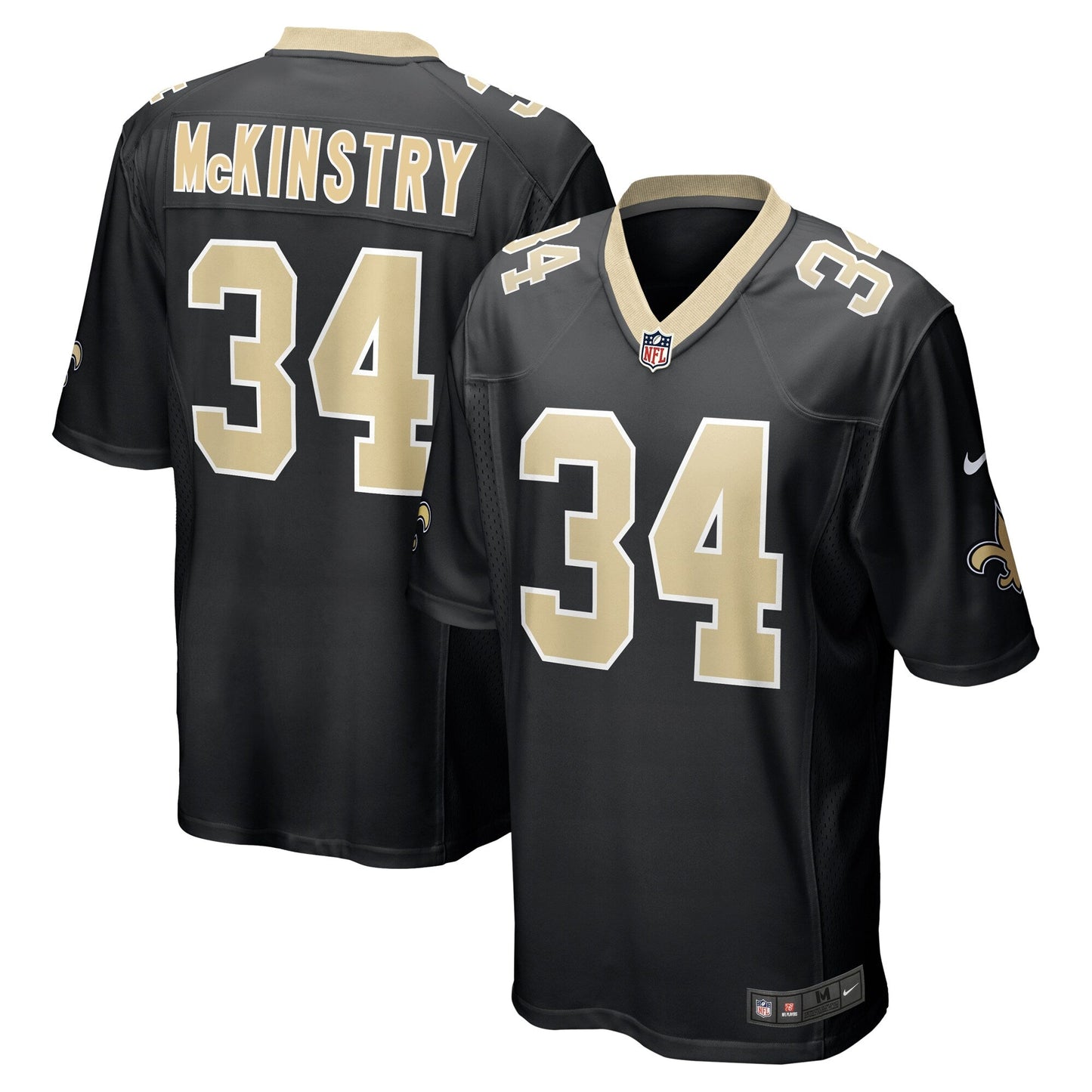 Ga'Quincy McKinstry New Orleans Saints 2024 NFL Draft Game Jersey - Black football jersey product view 1