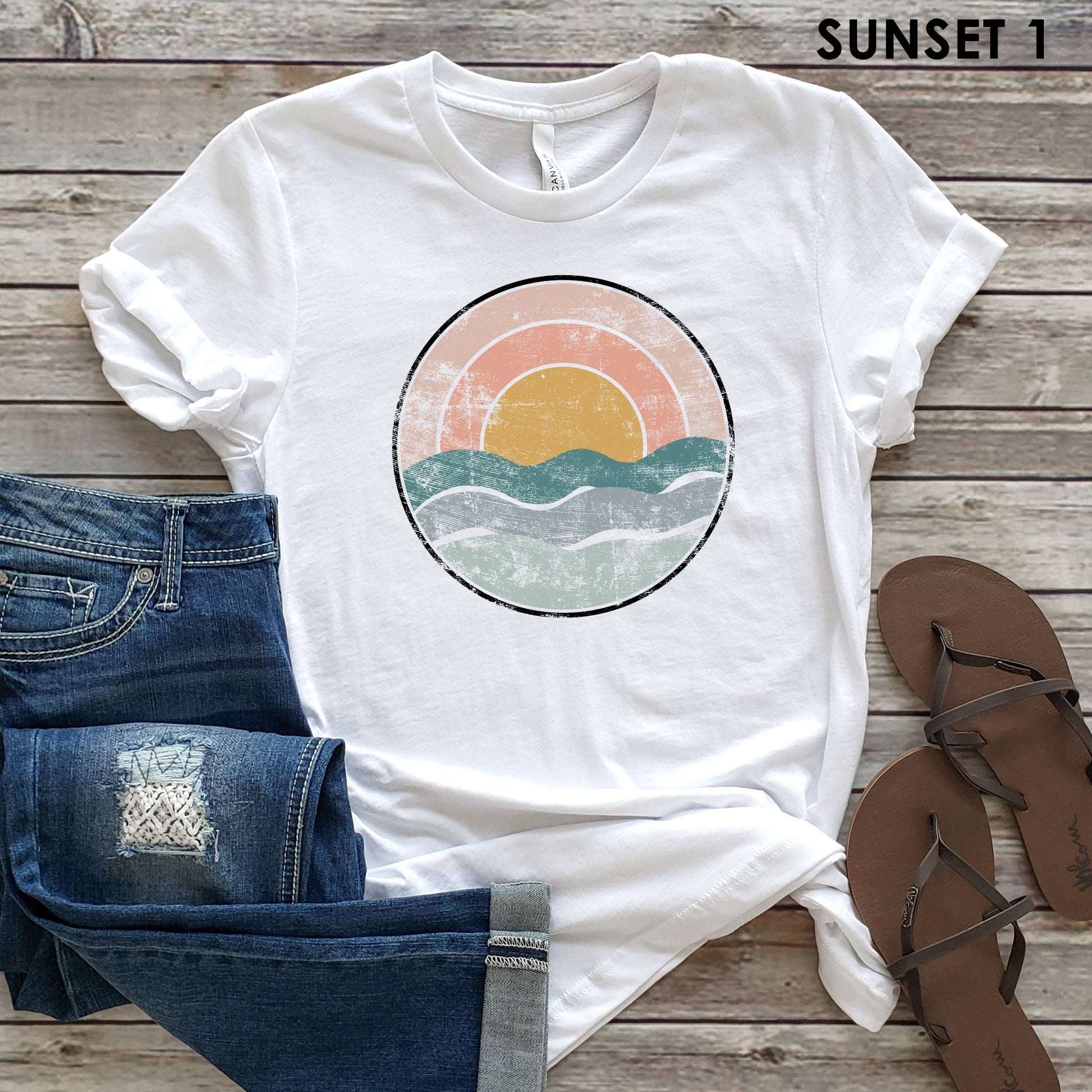 Sunset Circle Tee | Summer | Beach | Sizes XS-2XL Unisex T-shirt, Sweatshirt, Hoodie, Long Sleeve Tee - T-Shirt, Sweatshirt, Hoodie