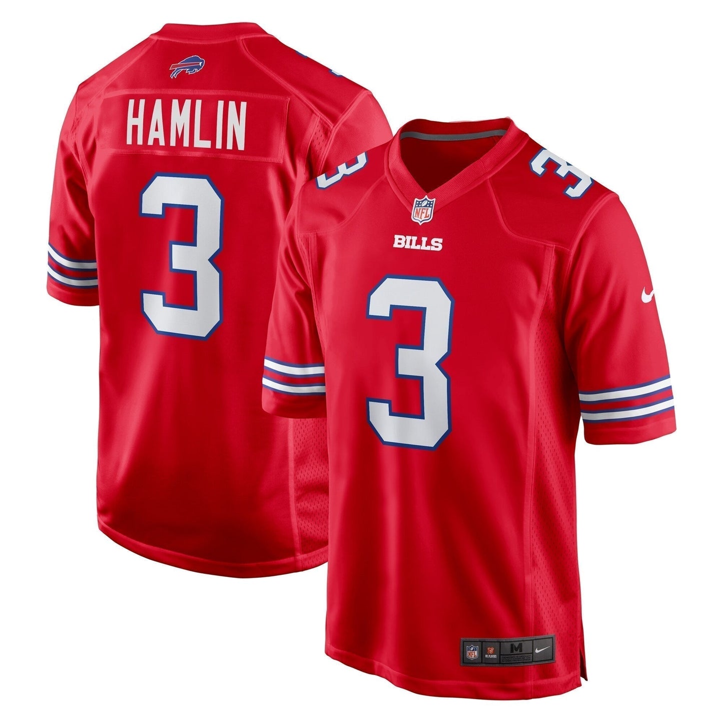 Damar Hamlin Buffalo Bills Alternate Game Jersey - Red football jersey product view 1