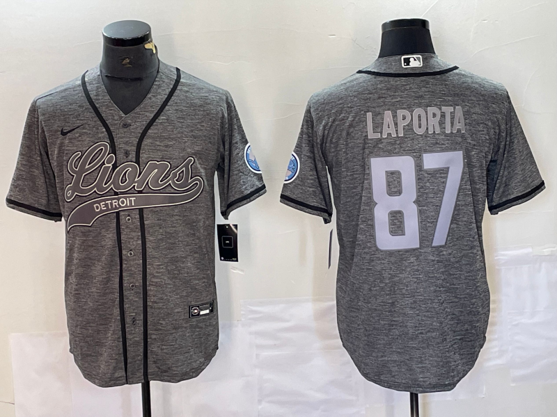 Men's Detroit Lions Sam LaPorta Gray Game Jersey Joint Edition football jersey product view 1