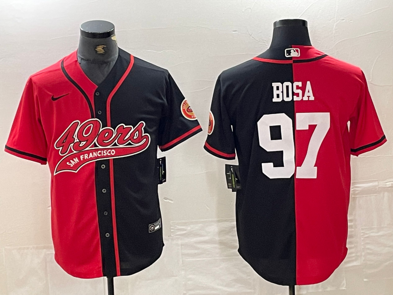 Men's San Francisco 49ers Nick Bosa Red/Black Game Player Jersey Joint Edition football jersey product view 1