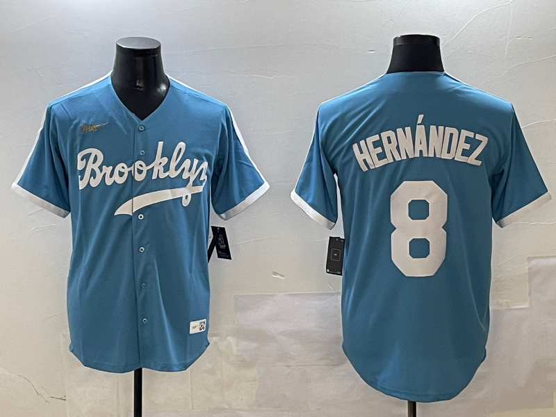 Men's Los Angeles Dodgers Enrique Hernandez Light Blue Cooperstown Collection Limited Player Jersey baseball jersey product view 1
