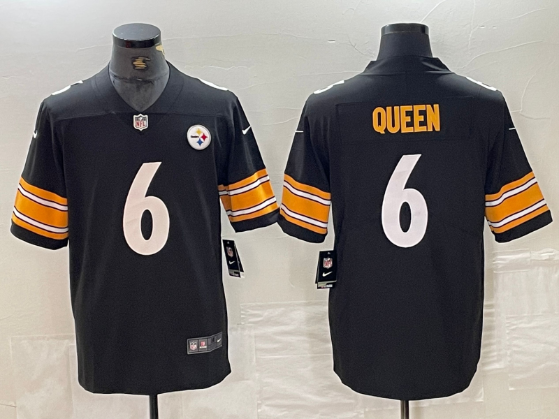 Men's Pittsburgh Steelers Patrick Queen Black Game Jersey football jersey product view 1