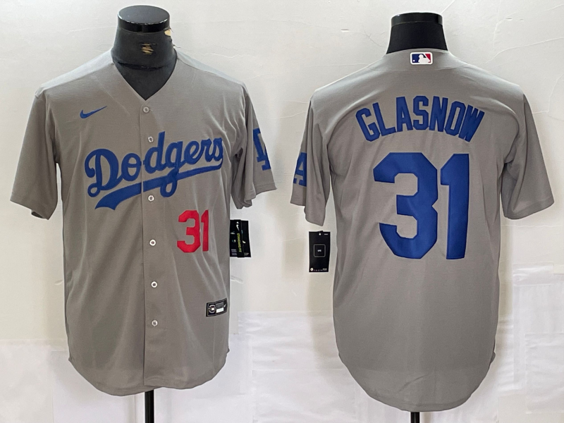 Men's Los Angeles Dodgers Tyler Glasnow Gray Replica Game Jersey baseball jersey product view 1