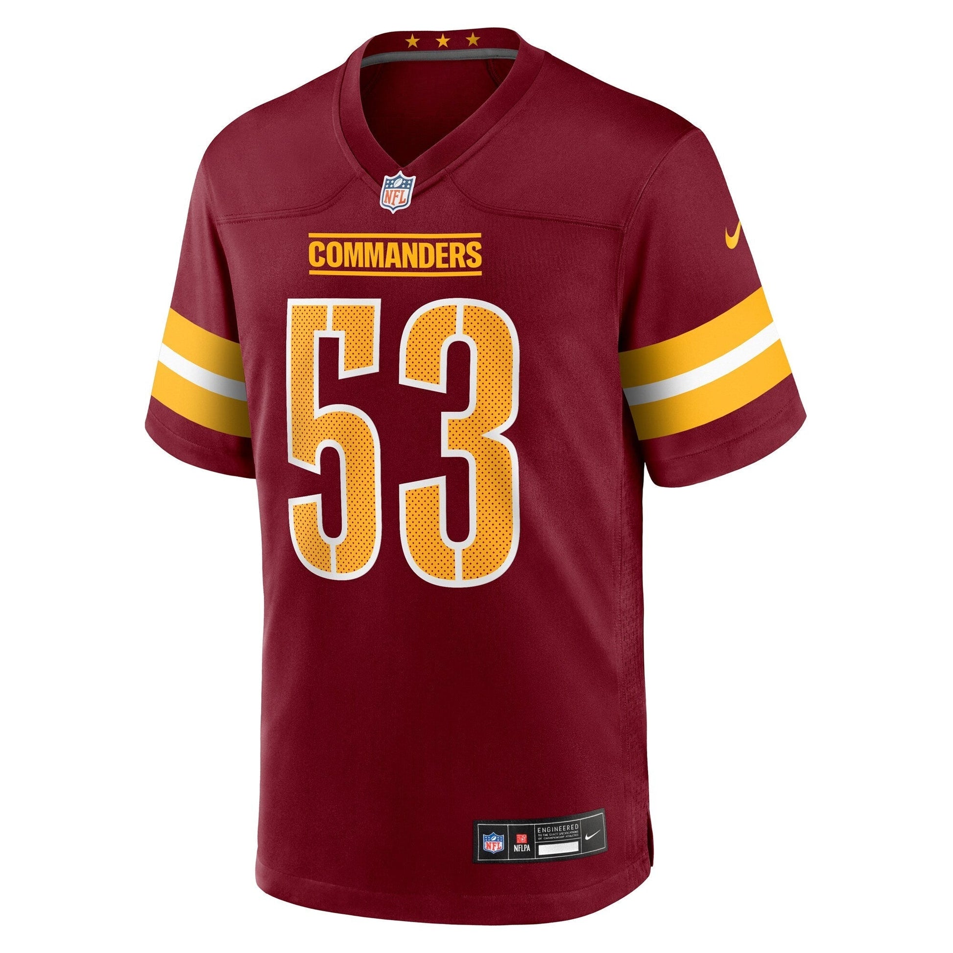 Washington Commanders Lucas Niang Burgundy Team Game Jersey football jersey product view 2