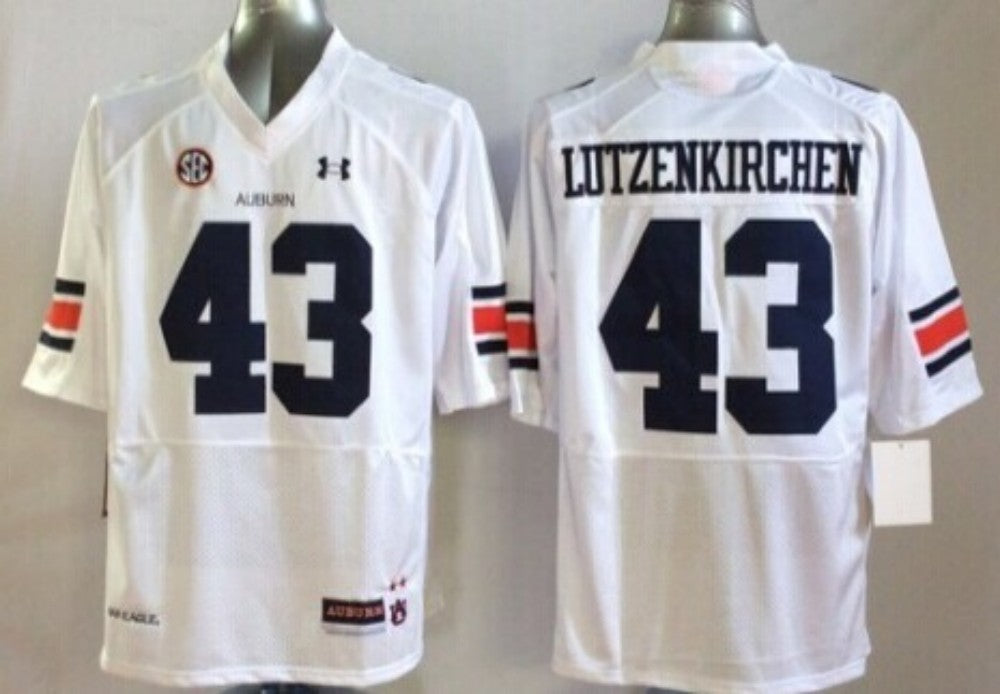 Men's Auburn Tigers Philip Lutzenkirchen #43 White Player Game Jersey sports jersey product view 1
