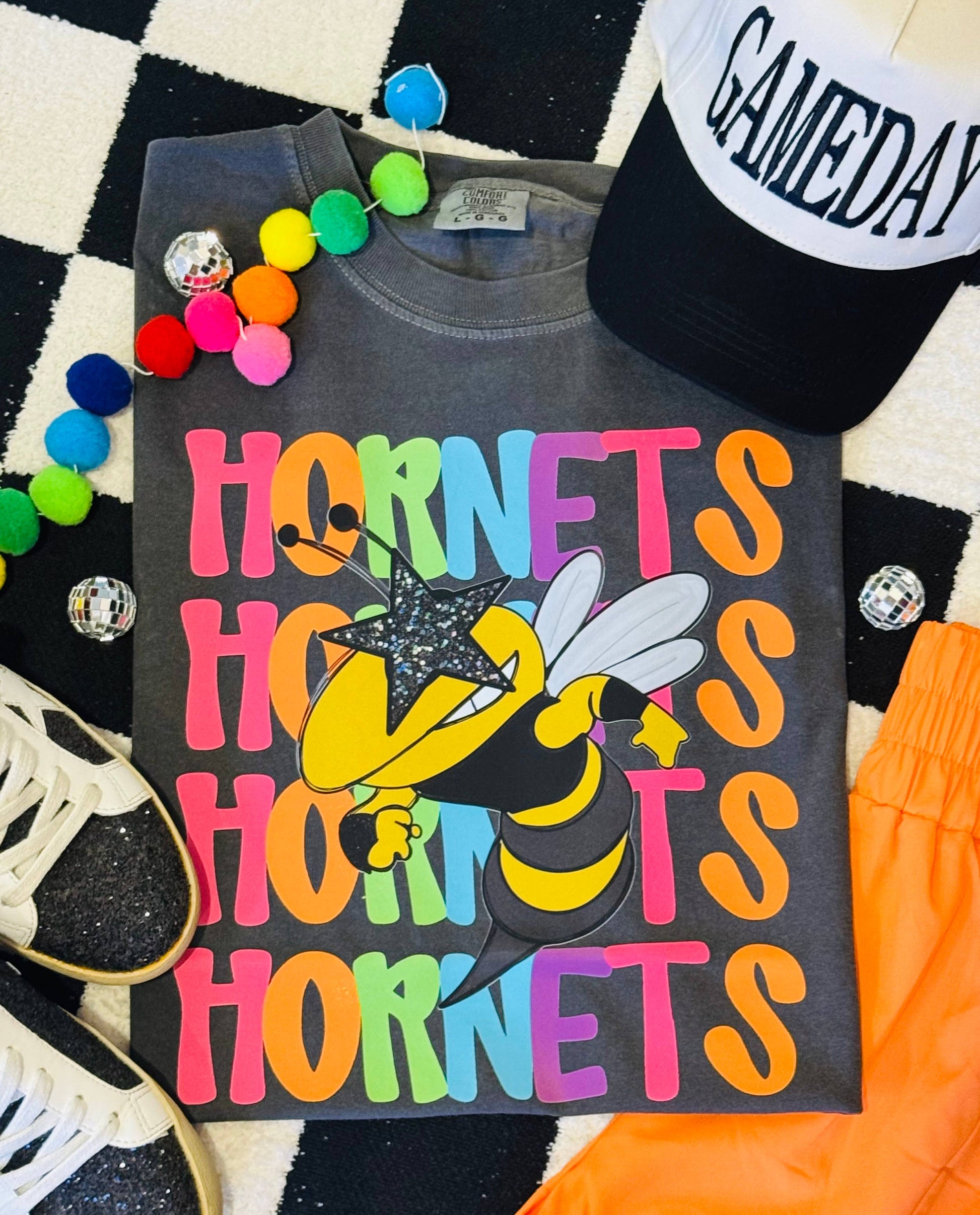 Hornets Neon Mascot Tee Unisex T-shirt, Sweatshirt, Hoodie, Long Sleeve Tee - T-Shirt, Sweatshirt, Hoodie