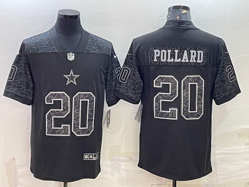 Men's Dallas Cowboys Tony Pollard #20 Black RFLCTV Limited Jersey1 football jersey product view 1