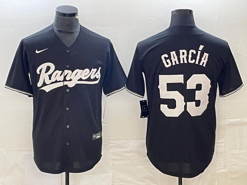 Men's Texas Rangers Adolis Garcia #53 Black Replica Player Jersey baseball jersey product view 1