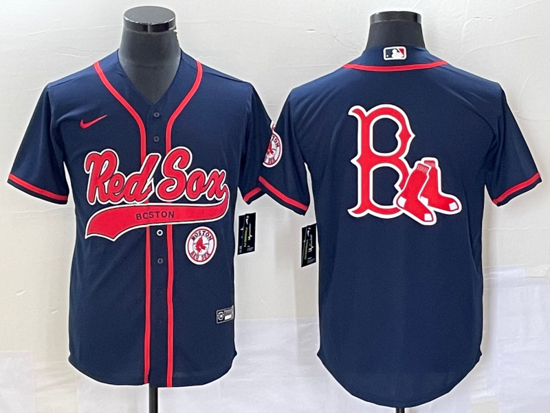 Men's Boston Red Sox Navy Player Jersey baseball jersey product view 1