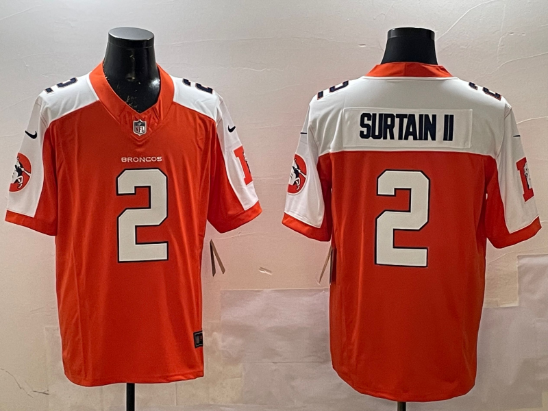 Men's Denver Broncos Patrick Surtain II Orange Player Game Jersey football jersey product view 1