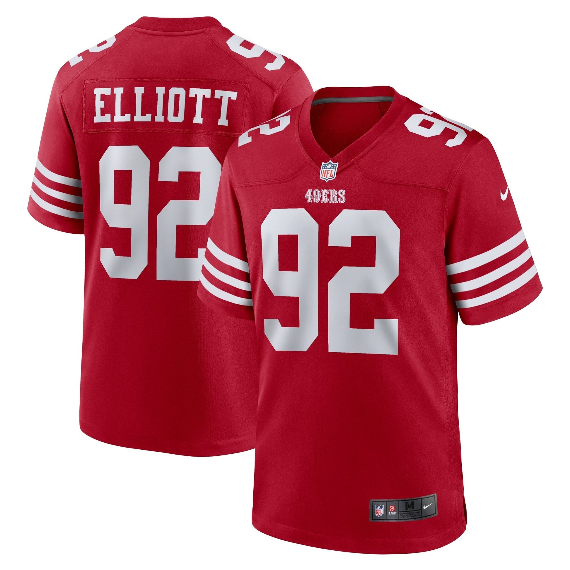 San Francisco 49ers Jordan Elliott Scarlet Team Game Jersey basketball jersey product view 1
