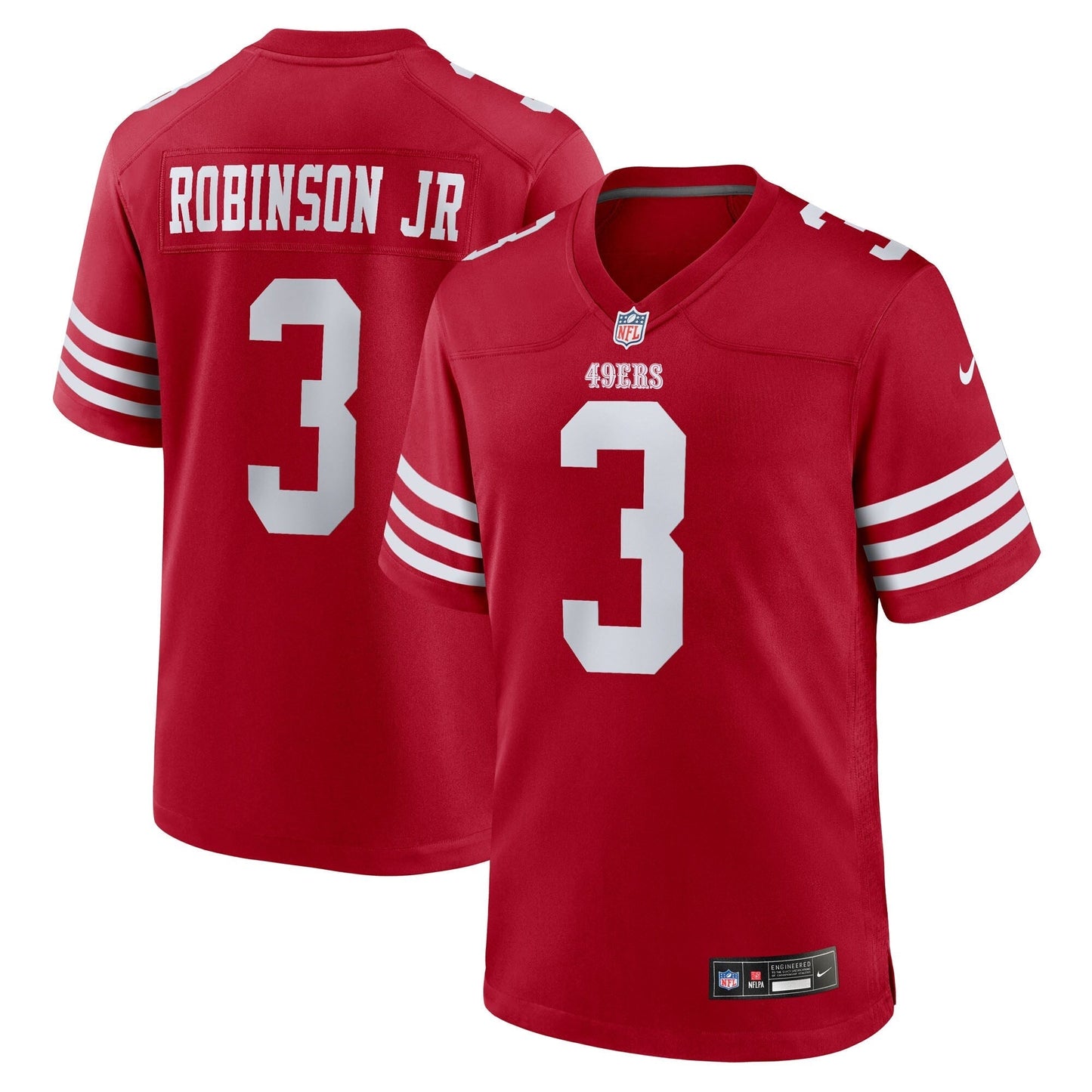 San Francisco 49ers Brian Robinson Jr. Scarlet Team Game Jersey football jersey product view 1